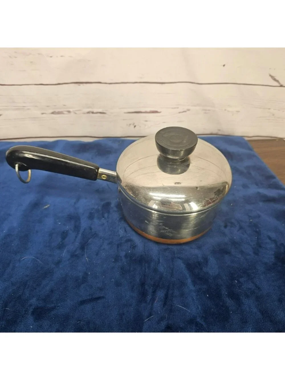 Vintage Revere Ware Copper Bottom Saucepan With Lid 3/4 Qt Stainless Steel Black